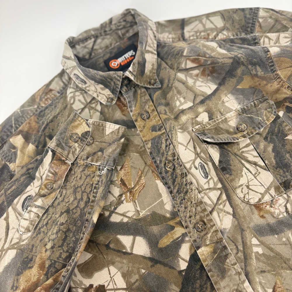 Outfitters Ridge Mens Large Camo Realtree Hardwoods Organic Cotton Button Shirt
